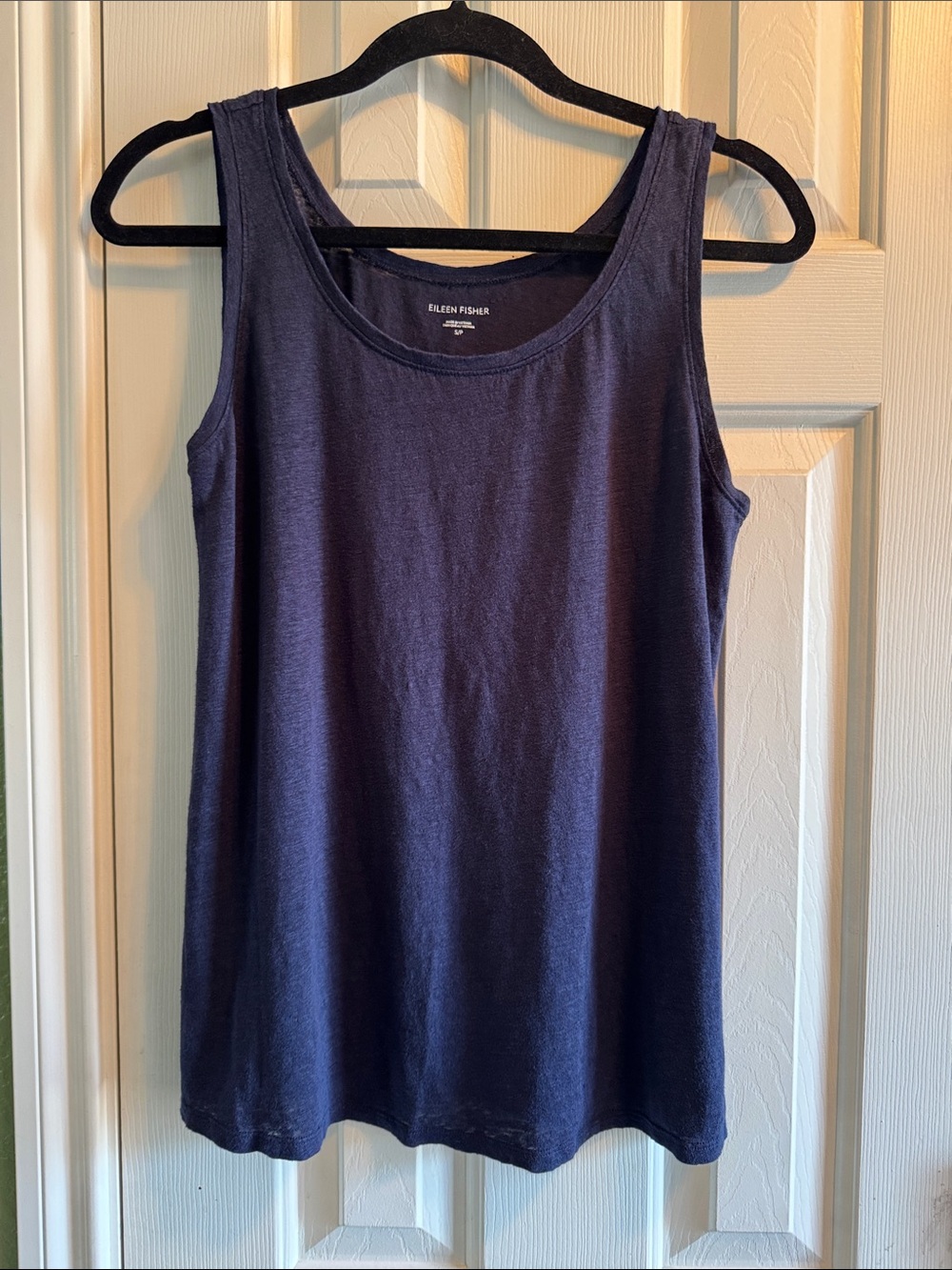 EILEEN FISHER Navy Blue Organic Linen top